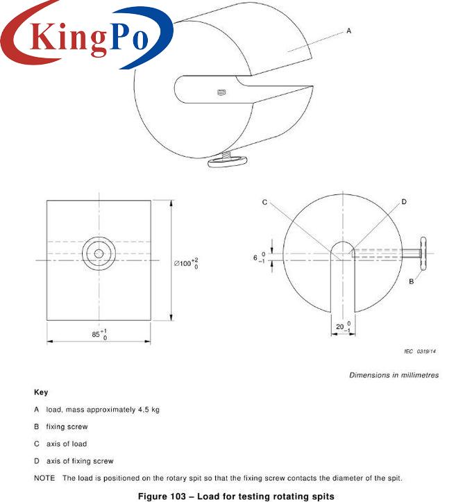 IEC 60335-2 Load Thickness 85+10 Mm Load For Testing Rotating Spits