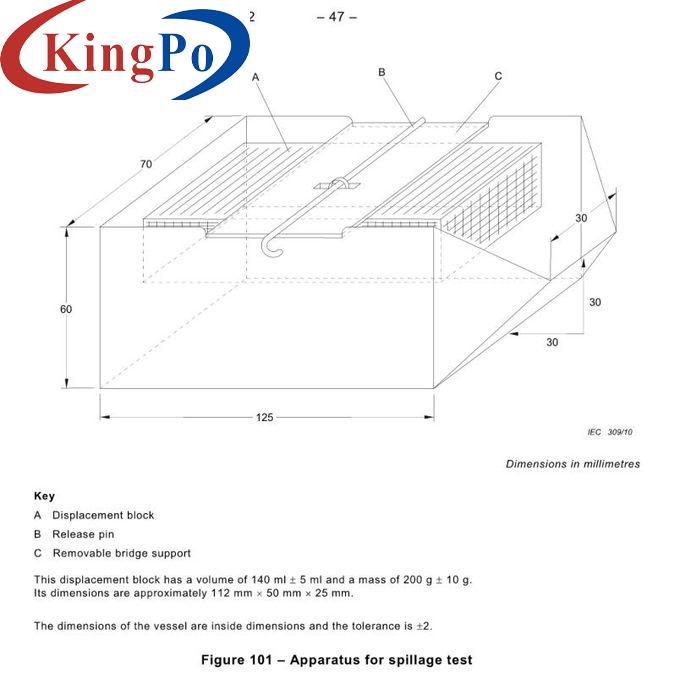 IEC 60335-2-24 Stainless Steel Overflow Test Device For Spillage Test