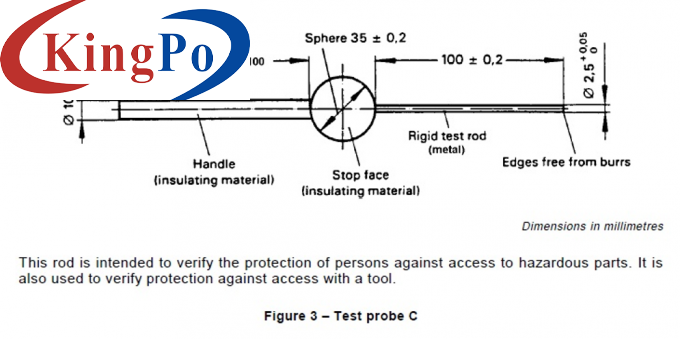 IEC61032 Figure 3 Protection Verify Test Probe C For Hazardous Parts Test