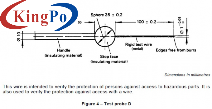 IEC61032 Figure 4 Protection Verify Test Probe D For Hazardous Parts Test