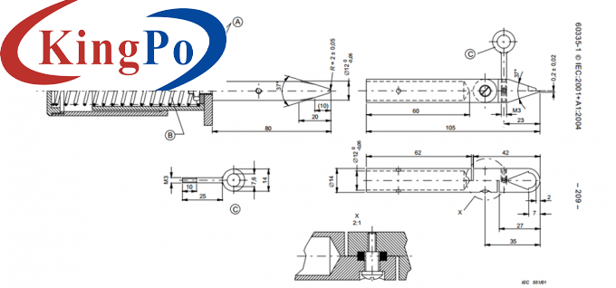 IEC 60335-1 Live Parts Test finger nail Φ12mm With 50N Built - In Force