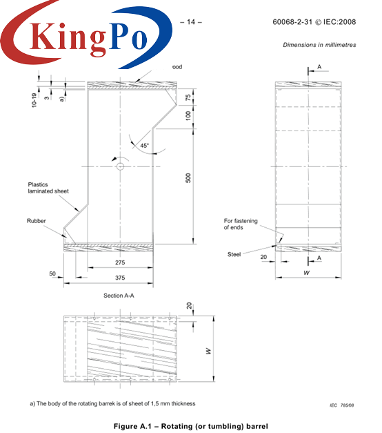 IEC 60884-1 Tumbling Barrel Free Fall Test Apparatus For Plugs And Socket Resistance Test