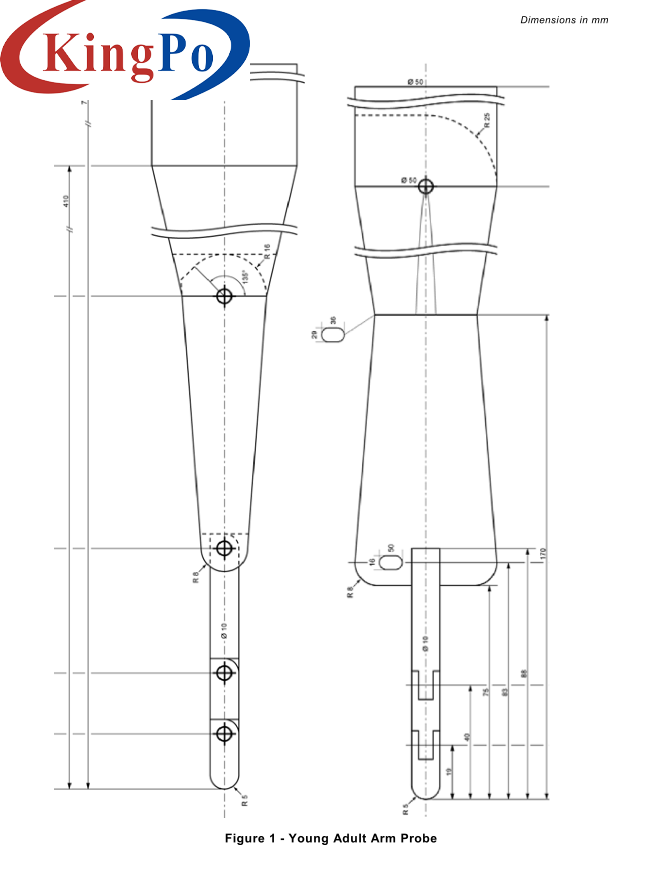 EN 50636-2-100 Figure 1 Young Adult Arm Test Probe Simulate Young Fingers