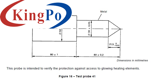 IEC60335-1 Clause 8.1.3 Test Probes For Luminous And Thermal Components 41