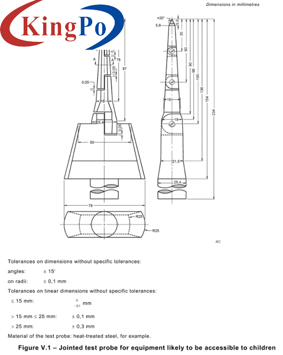 IEC 62368-1 Figure V.1 Stainless Steel Straight Unjoint Test Probe