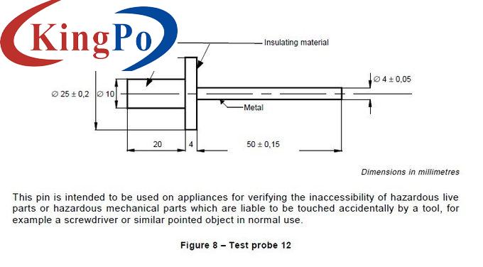 IEC 61032 Figure 8 Test Probe 12 Ф4mm Hardened Steel Test Pin