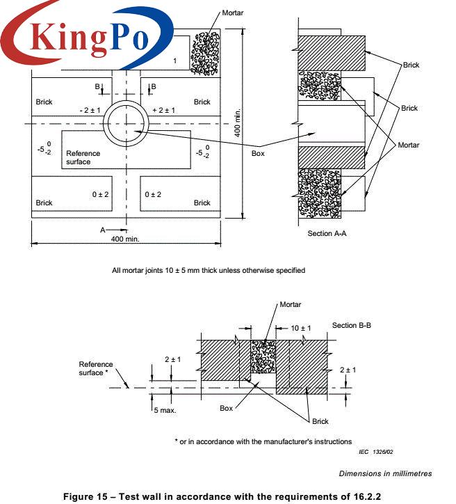 IEC 60884-1 Figure 15 Test Wall Bricks Rough Wall For Socket-Outlets Waterproof Test