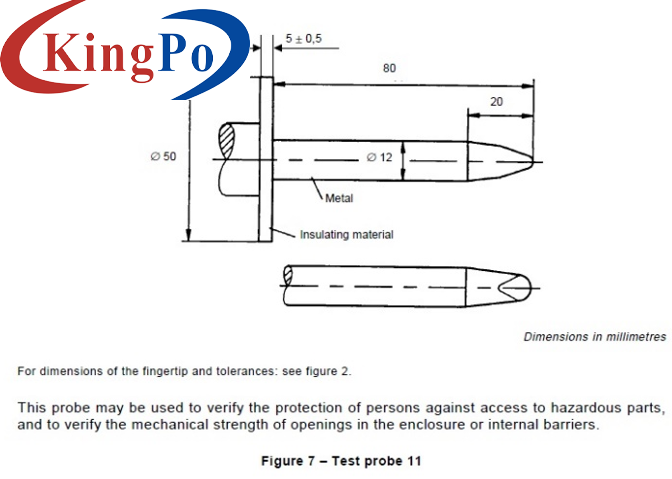 IEC 60065 2014 Clause 9.1.7 Enclosure Openings Unjointed Test Probe 11