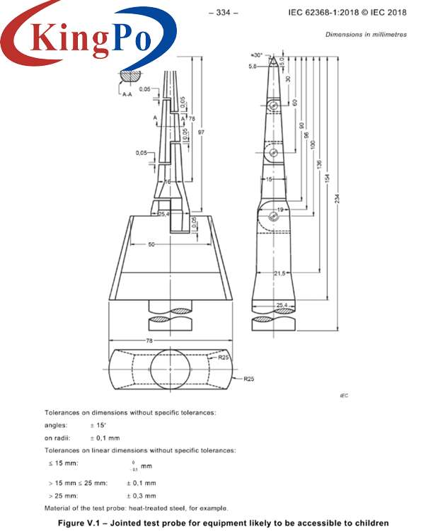 UL507 Fig 9.2 Stainless Steel Straight Unjoint Enclosure Protection Test Probe