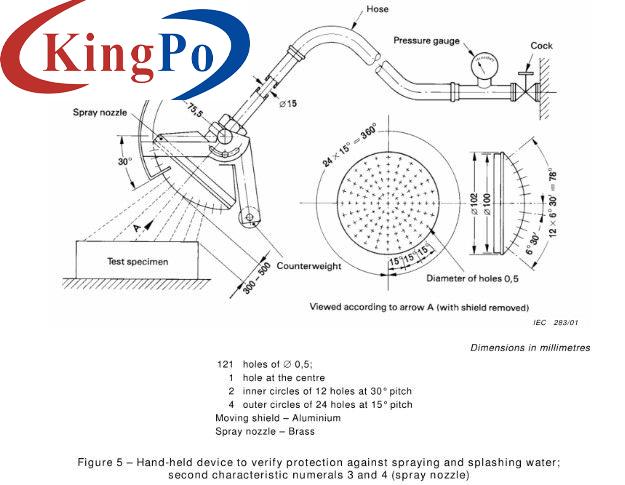 IPX3 IPX4 Hand-held Spray Nozzle With Digital Flowmeter IEC 60529 Figure 5