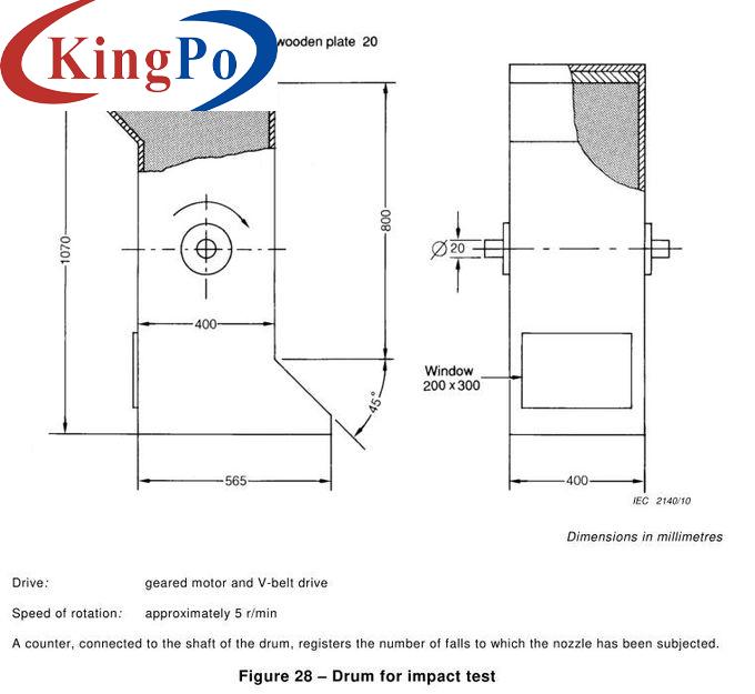 IEC60598-1 Clause 4.13.6 Tumbling Barrel Free Fall Test Machine