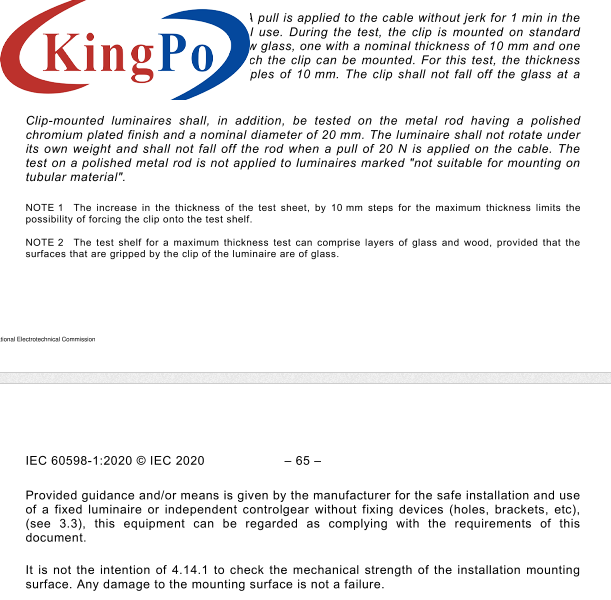 IEC 60598-1 Clause 4.14.1 Test E Spring Clamp Luminaires Test Device For Luminaires Test